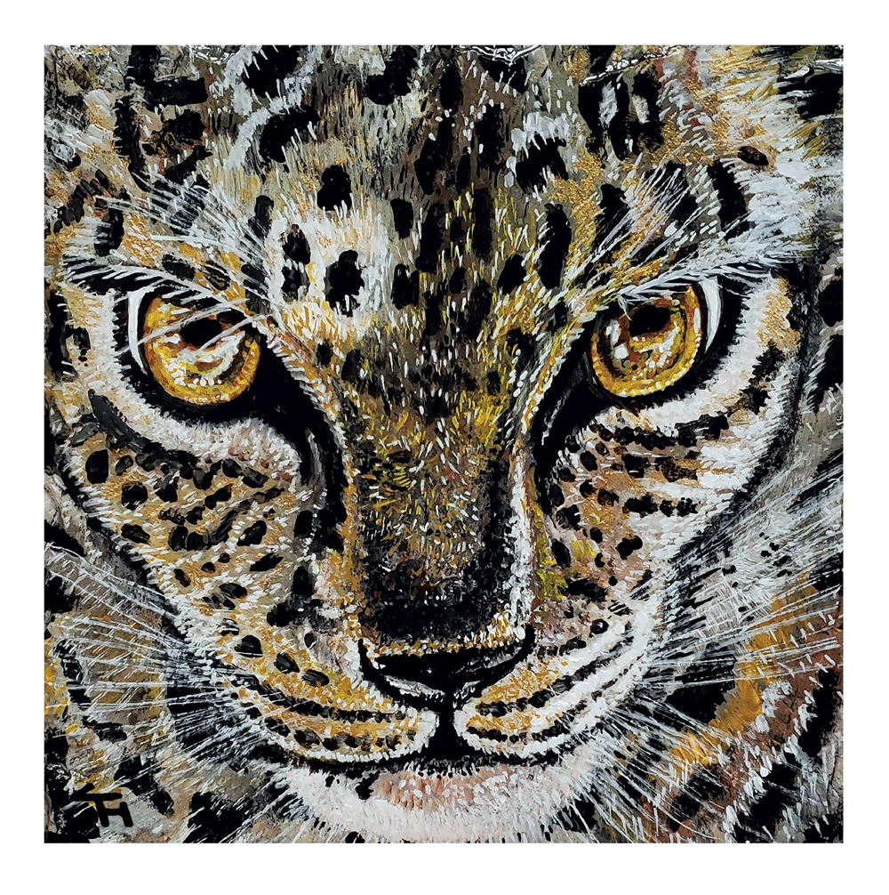 Golden Eyes Greeting Card Tile Art By Tracey