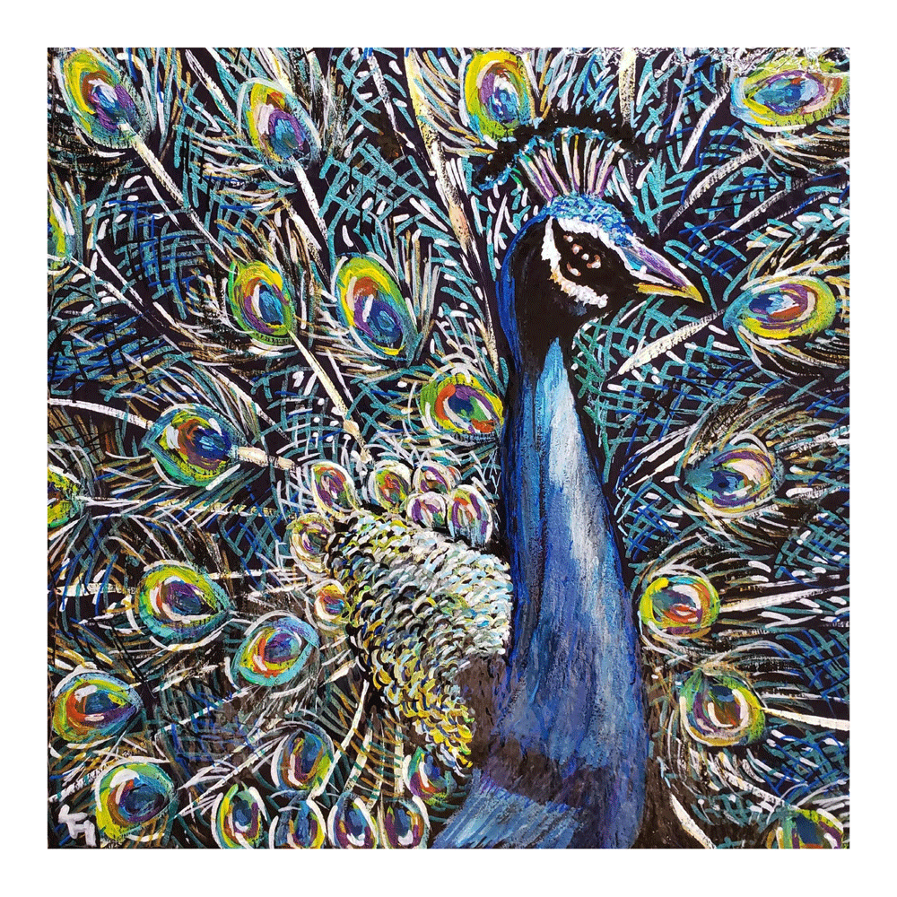 Peacock Greeting Card Tile Art By Tracey
