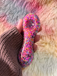 Image 4 of  Freezable Pink Glitter Glass Tobacco Pipe