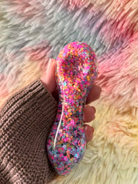 Image 5 of  Freezable Pink Glitter Glass Tobacco Pipe