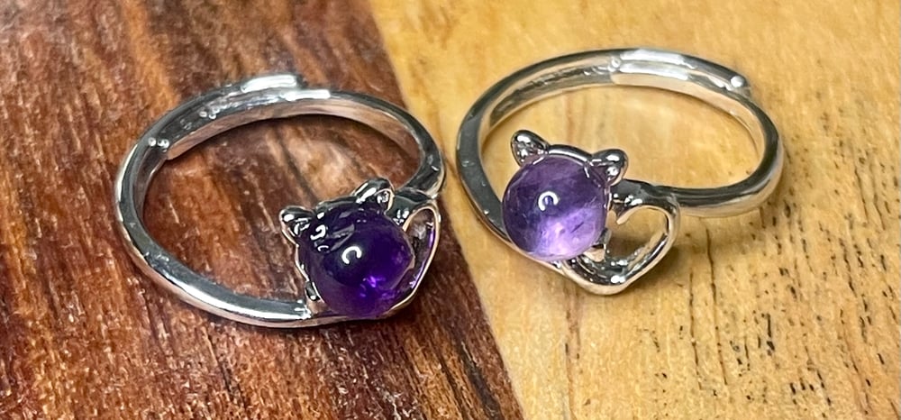 Image of Amethyst cat rings 