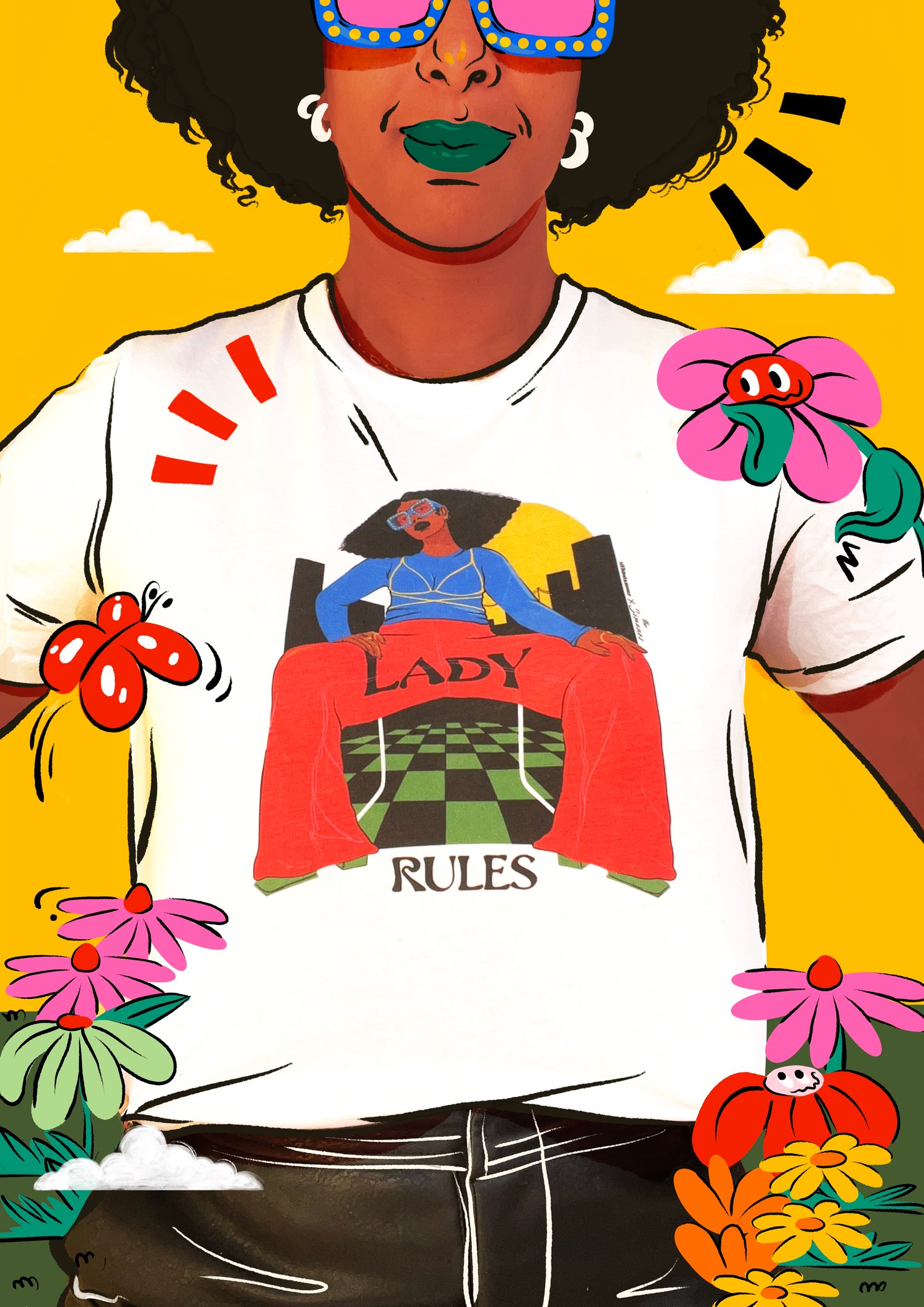 Image of T-SHIRT mixte LADY RULES - THE SIMONES X MLLE BELAMOUR