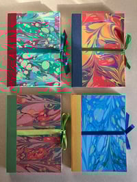 Image 4 of Small Blue & Gold Hand-Marbled Plain Notebook