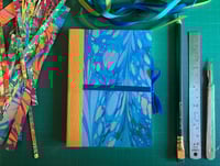 Image 3 of Small Red, Yellow & Blue Hand-marbled Plain Notebook