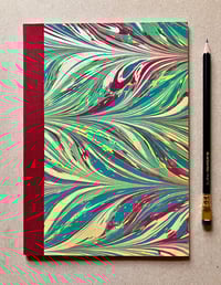 Image 1 of Red, Green & Blue Hand-Marbled Slim Lined Jotter