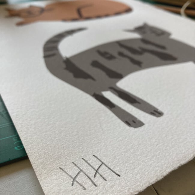 meow, meow, screen print