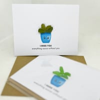Image 1 of Handmade 3D Seaglass Greeting Card - MISS YOU PLANT series