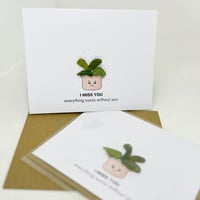 Image 2 of Handmade 3D Seaglass Greeting Card - MISS YOU PLANT series