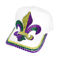 Image 2 of Mardi Gras Magic: Sparkling Fleur-de-lis Baseball Cap in Vibrant Colors