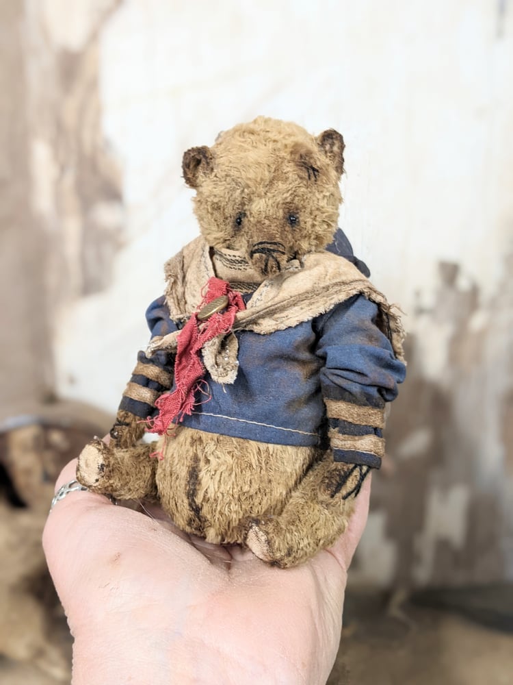 Image of 7" - Vintage Antique style fat SAILOR grizzly bear  by whendi's bears.