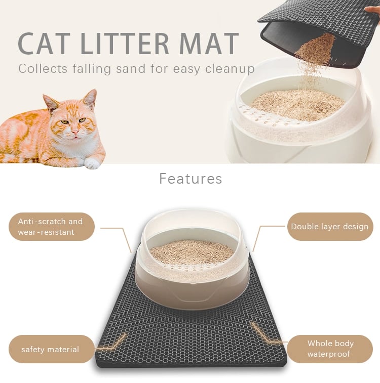 Cat Litter Mat Double Layer Waterproof Urine Proof Trapping Mat Easy to