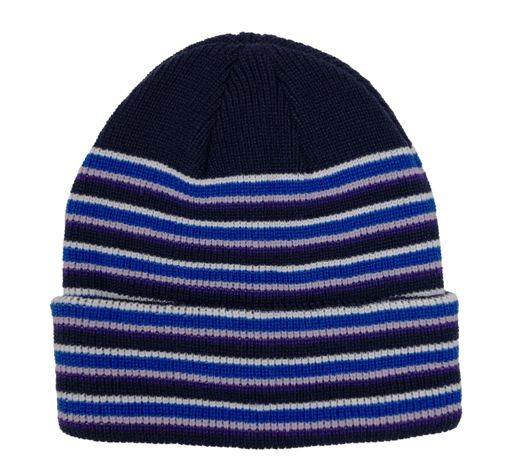 Image of Striped Beanie (Mixed Blue)