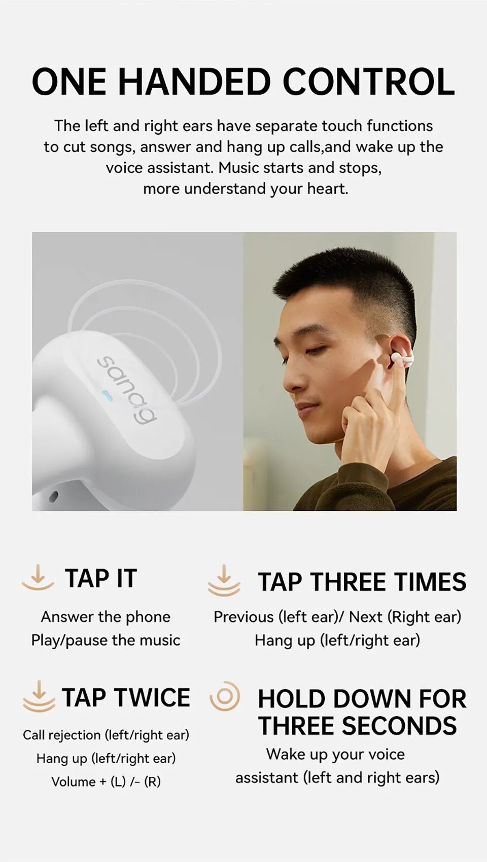 Sanag Z50s Open Ear Air TWS Earphone Bluetooth Wireless With Panoramic Sound
