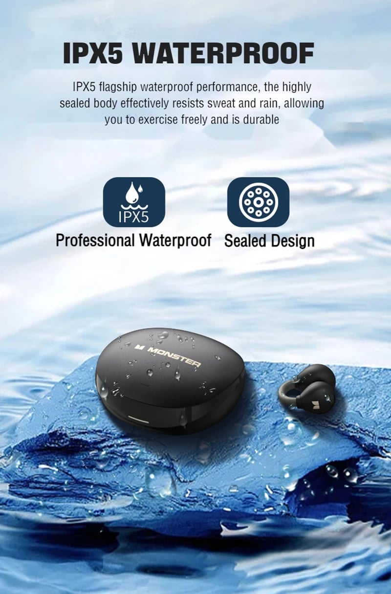 Monster Ear Bone Headphones AC 500 Bluetooth 5.3 Ear Clip 