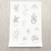 Embroidery designs - 1 x A4 sheet of Stick, Stitch and Soak away - Cactus design sheet