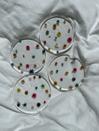 Image 1 of flower confetti coasters