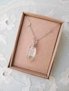 Miniature Perfume Bottle Pendant Necklace on 18" Chain, Clear