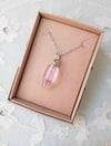 Miniature Perfume Bottle Pendant Necklace on 18" Chain, Pink