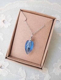 Image 1 of Miniature Perfume Bottle Pendant Necklace on 18" Chain, Blue