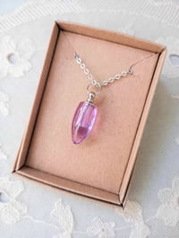 Image 1 of Miniature Perfume Bottle Pendant Necklace on 18" Chain, Purple