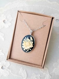 Image 1 of Ivory Rose Cameo Pendant on 20" Chain
