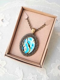Image 1 of Abstract Florals Cabochon Pendant on 22" Chain