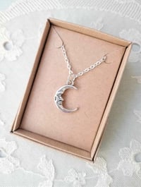 Image 1 of Silver Man in the Moon Pendant Necklace on 18" Chain