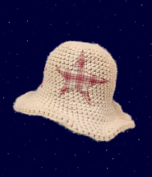Upcycled star patch bucket hat