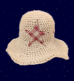 Upcycled star patch bucket hat