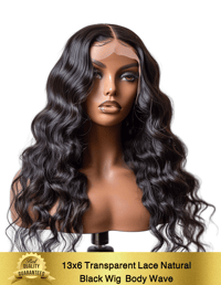 Image 2 of 13x6 Natural Black Transparent Lace Wig (Body Wave)
