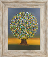 Image 1 of 'Sunset Tree' in rustic frame 