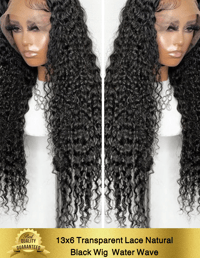 Image 1 of 13x6 Natural Black Transparent Lace Wig (Water Wave)