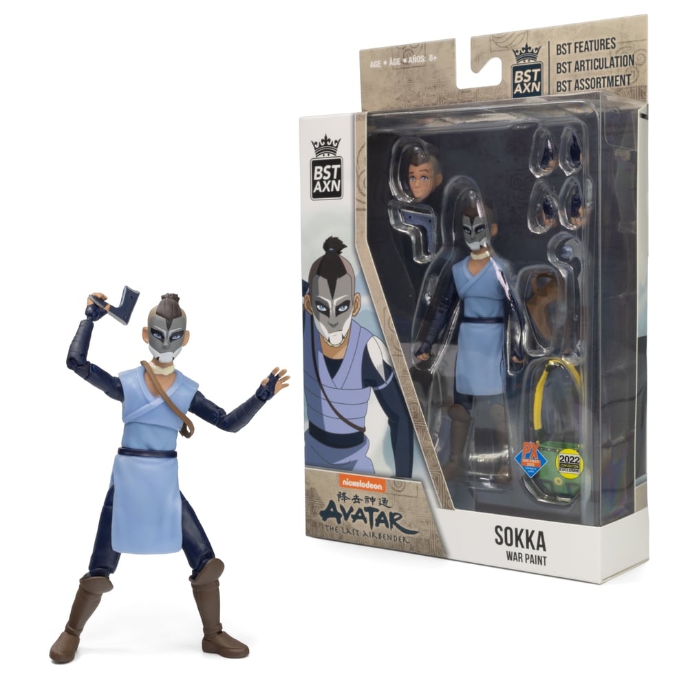 SDCC 2022 BST AXN AVATAR LAB SOKKA WAR PAINT PX 5" ACTION FIGURE
