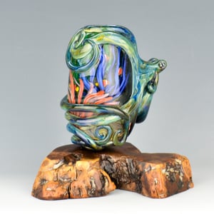 Image of XXXL. Blue Aura Octopus Garden Aquarium Bead - Flamework Glass Sculpture Bead
