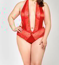 Plus Size Low Cut Halter Teddy