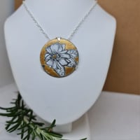 Image 2 of Enamel and Silver Hand Painted Pendant Rose - (SJ037)