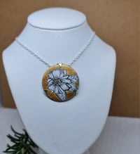 Image 3 of Enamel and Silver Hand Painted Pendant Rose - (SJ037)