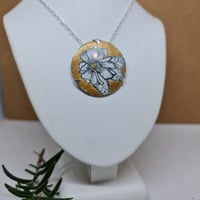 Image 4 of Enamel and Silver Hand Painted Pendant Rose - (SJ037)