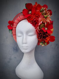 Image 2 of Floral Halo Headband in peachy reds
