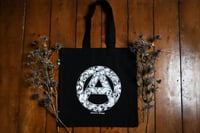 Image 1 of "Floral Anarchism" tote bag very large black