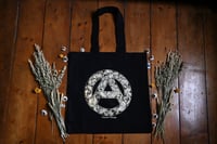 Image 3 of "Floral Anarchism" tote bag very large black