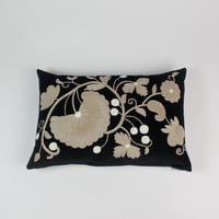 Image 1 of Coussin velours et lin - Noir et Lin