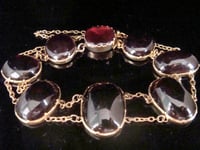 Image 1 of Edwardian 9ct large cabochon garnet bracelet with concealed garnet clasp