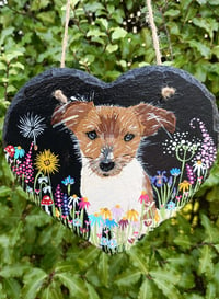 Image 1 of Meadow Pup ~ hand painted slate