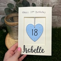Image 1 of Birthday Card with wooden heart