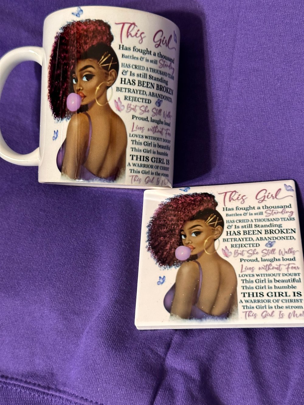 Coffee cups and matching coasters