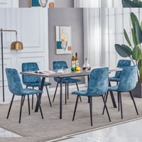 Image 1 of Fredrik Extending Grey Marble Effect Table & 6 Chairs