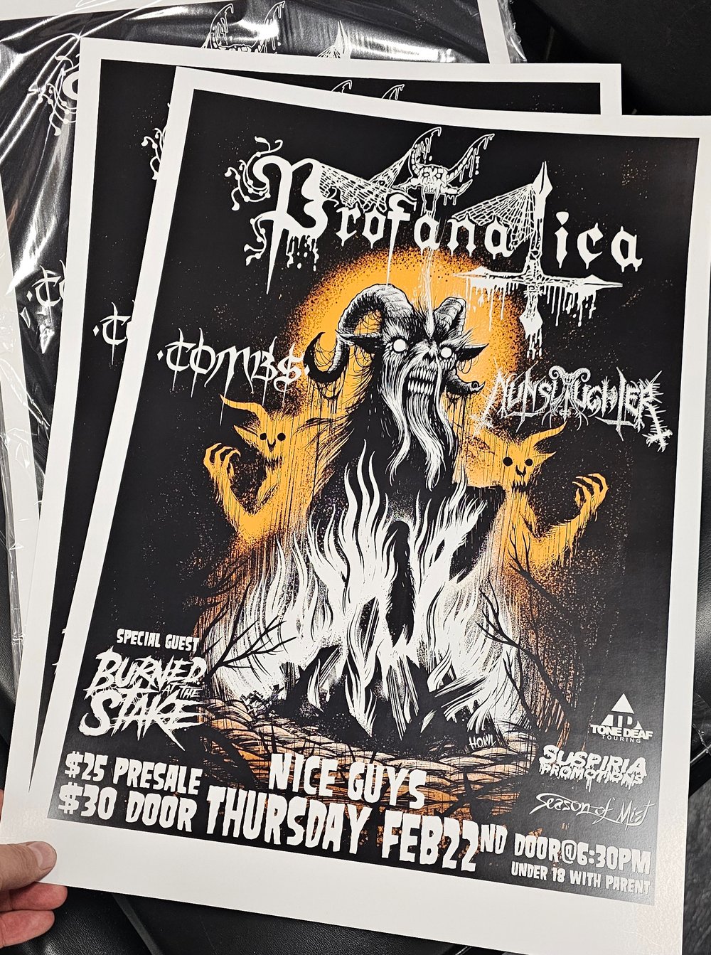 Image of Profanatica, Nunslaughter, Tombs, & Burned at the Stake - Andy Howl