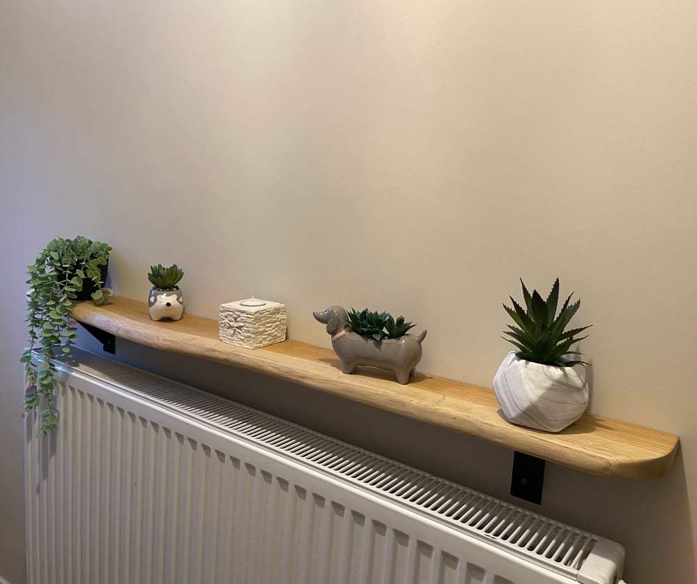 Solid Oak live edge radiator shelf