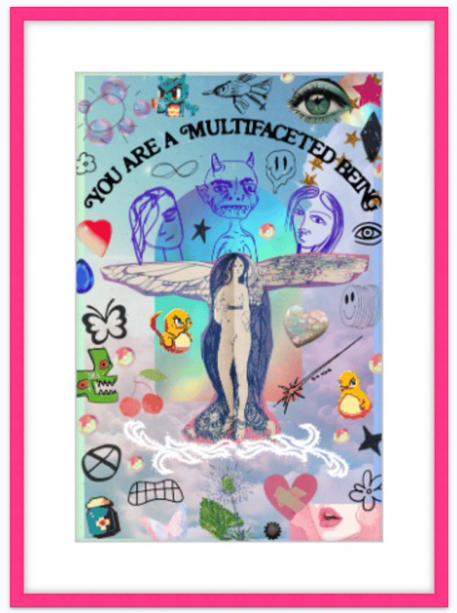 Framed 'Multifaceted Being' Collage Print